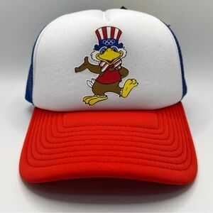 1984 Los Angeles Olympic Games Throwback Foam Trucker Hat USA Bald Eagle Mascot